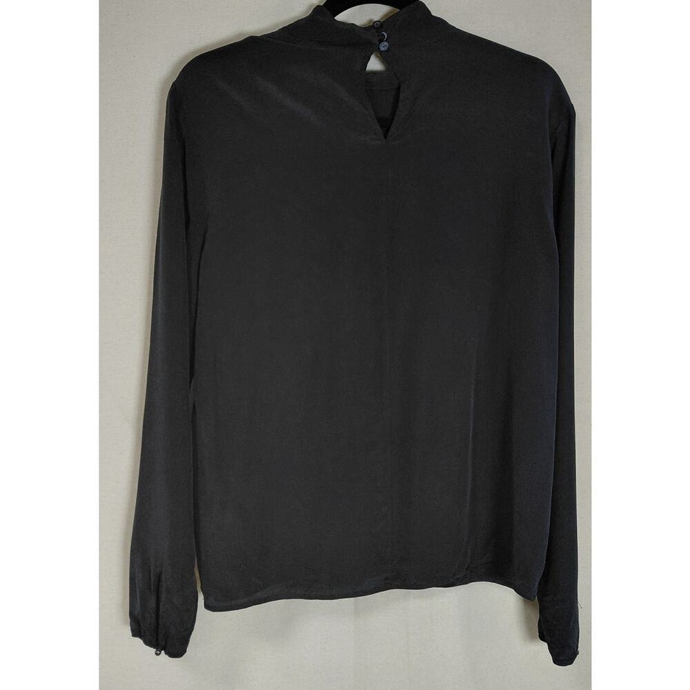 BALDWIN KANSAS CITY Baldwin Black Blouse Long Sleeve 100% Silk See Measurements